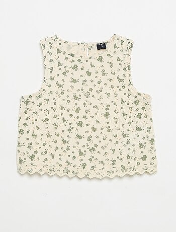 Top en gaze de coton et imprimé 'fleurs'