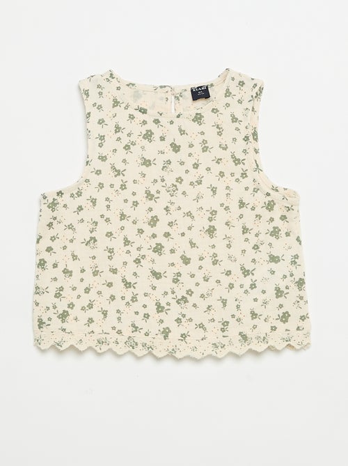 Top en gaze de coton et imprimé 'fleurs' - Kiabi