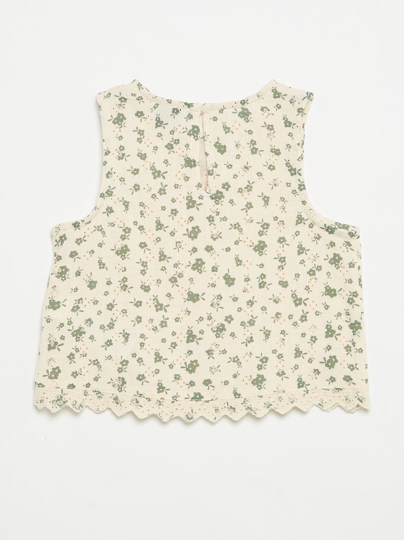Top en gaze de coton et imprimé 'fleurs' Ecru - Kiabi