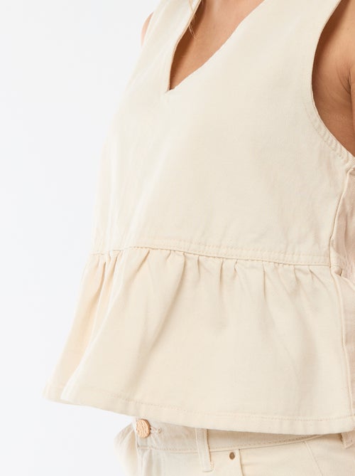 Top en jean col V - Kiabi