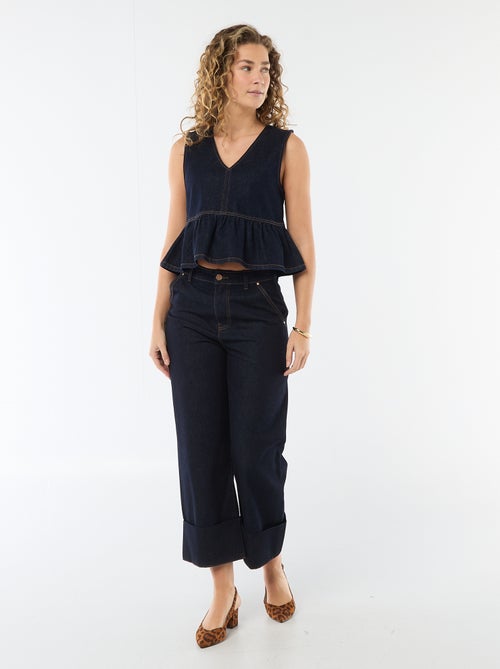 Top en jean col V - Kiabi