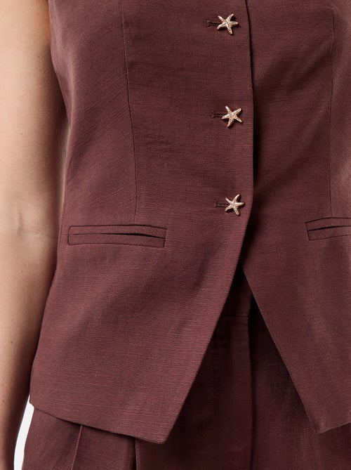 Top en lin esprit veste sans manches - Kiabi