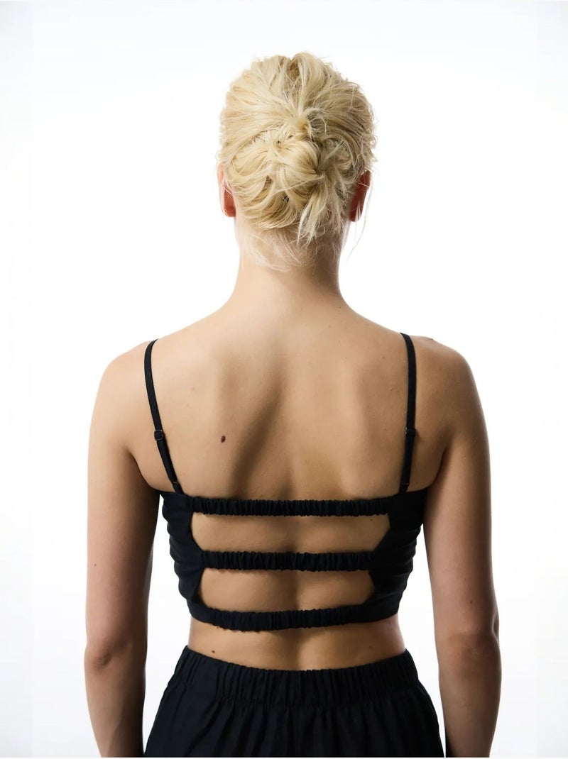 Top en lin luna femme penti Noir - Kiabi