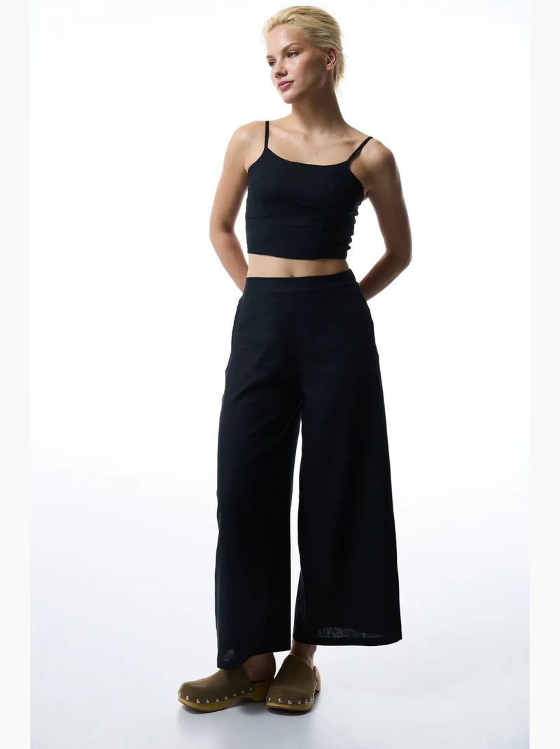 Top en lin luna femme penti Noir - Kiabi