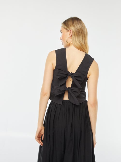 Top en lin mélangé avec nœuds - Kiabi