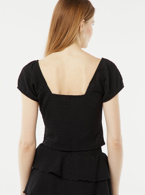 Top en maille gaufrée col carré - Kiabi