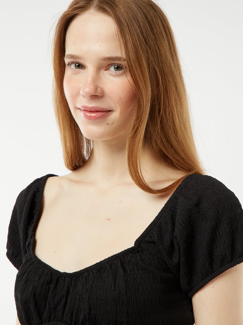 Top en maille gaufrée col carré - Kiabi