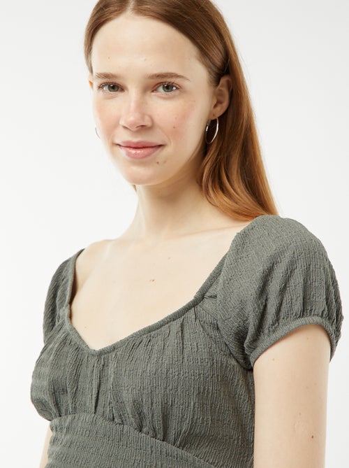 Top en maille gaufrée col carré - Kiabi