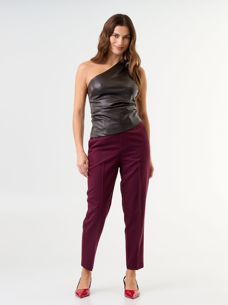 Top en simili avec col asymétrique Marron - Kiabi
