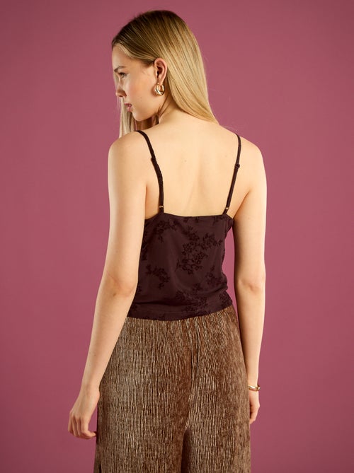 Top en tulle à motif fleuri - Kiabi