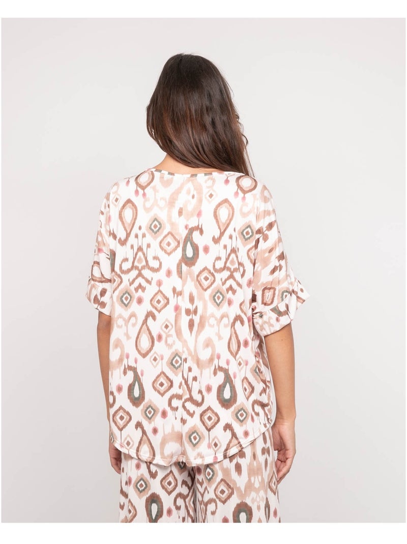 Top Fantile-patronen Beige - Kiabi