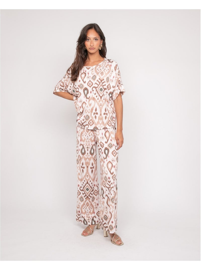 Top Fantile-patronen Beige - Kiabi