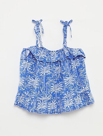 Top fines bretelles imprimé palmiers