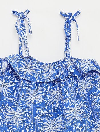 Top fines bretelles imprimé palmiers