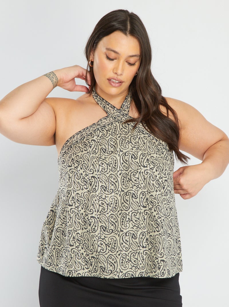 Débardeur Fluide Coline - Motif Floral Bleu - Taille L/XL - Fait Main En Inde - Neuf Avec étiquettes