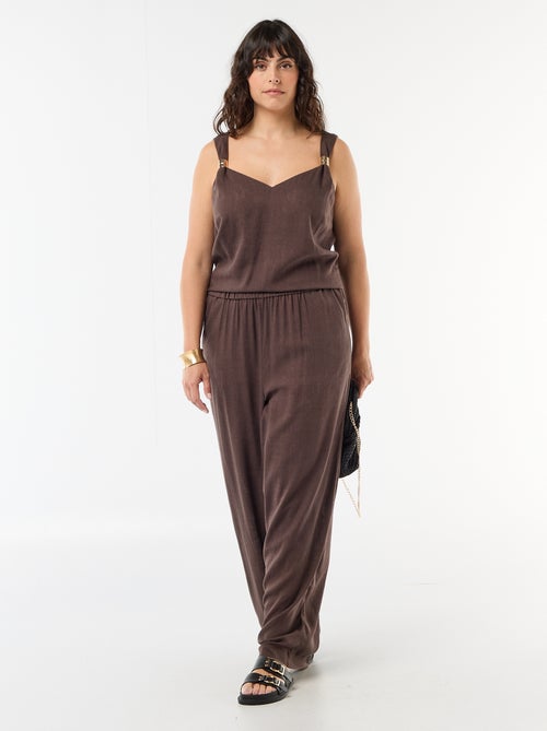 Top fluide en lin mélangé avec bijoux dorés - Kiabi