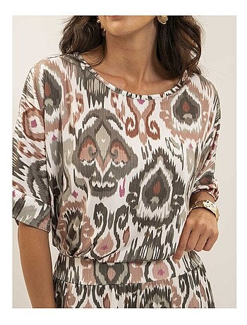 Top fluide manches courtes motifs florine