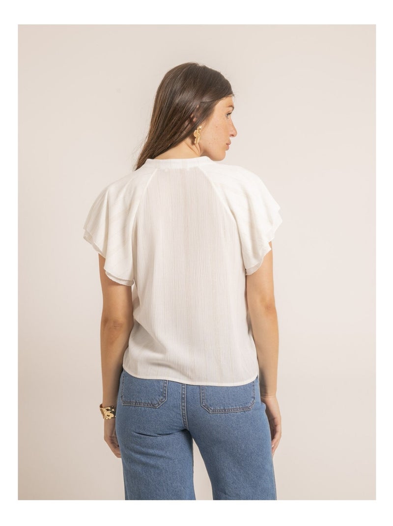 Top fluide manches courtes volantées FABEA Blanc - Kiabi