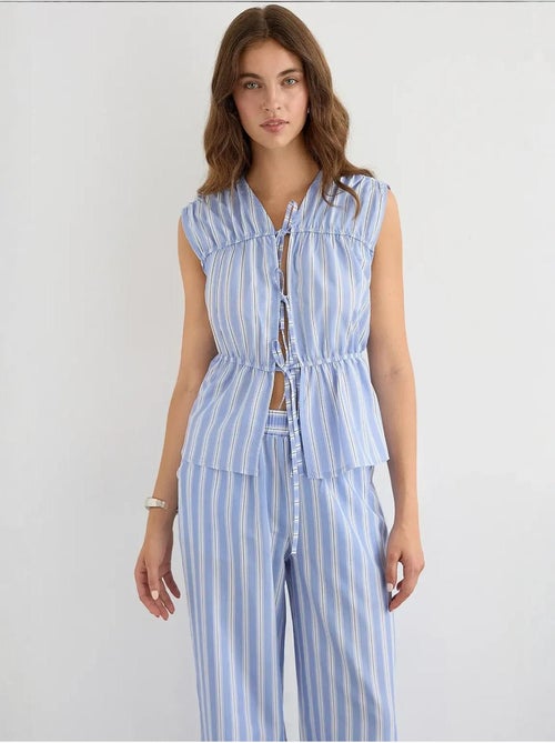 Top gestreept peplum knopen hiccup - Kiabi