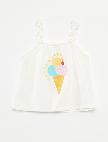 Top imprimé à bretelles volantées