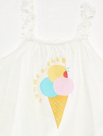 Top imprimé à bretelles volantées