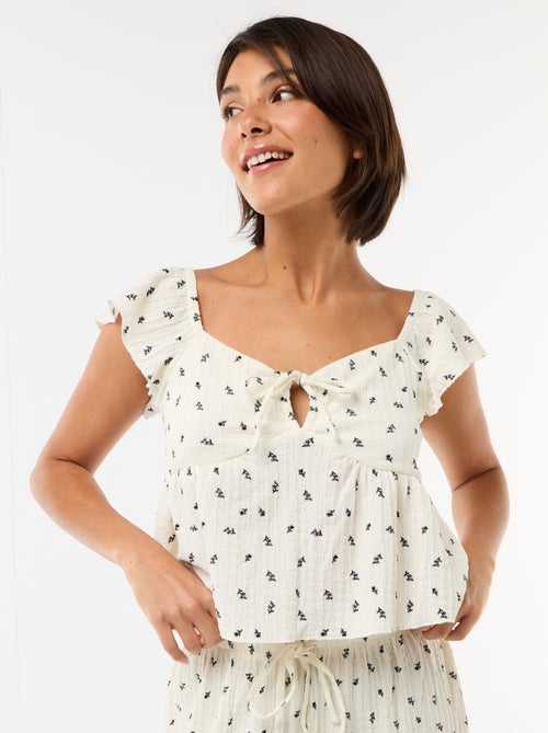 Top imprimé en maille crinkle - Kiabi