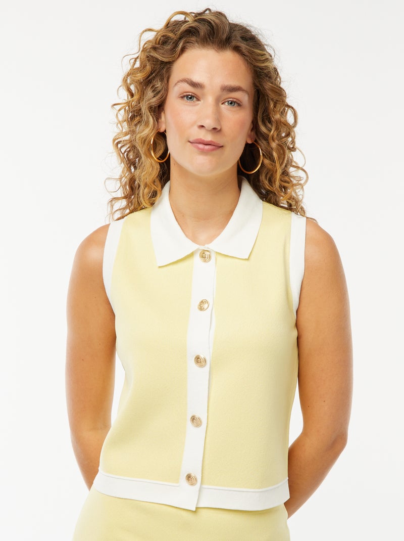Top in de stijl van een giletje met knopen in retrostijl Geel - Kiabi