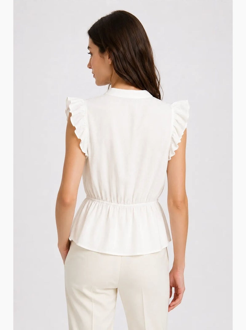Top jacquard textuur peplum mixray Gebroken wit - Kiabi