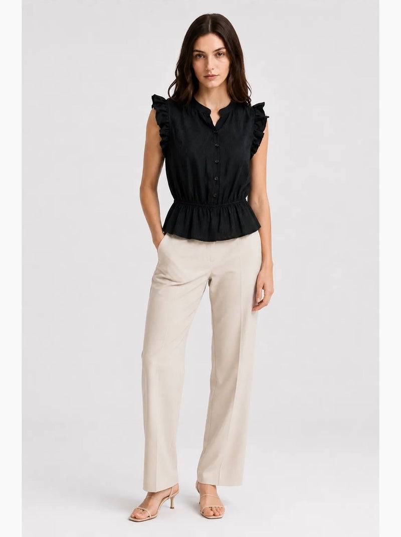 Top jacquard textuur peplum mixray Zwart - Kiabi