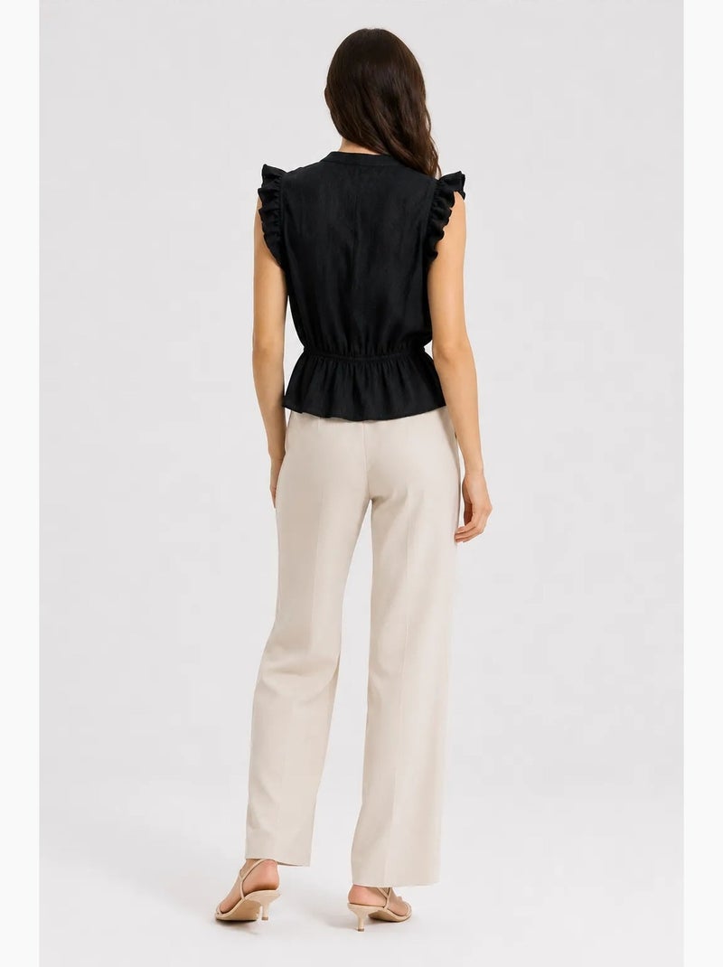 Top jacquard textuur peplum mixray Zwart - Kiabi