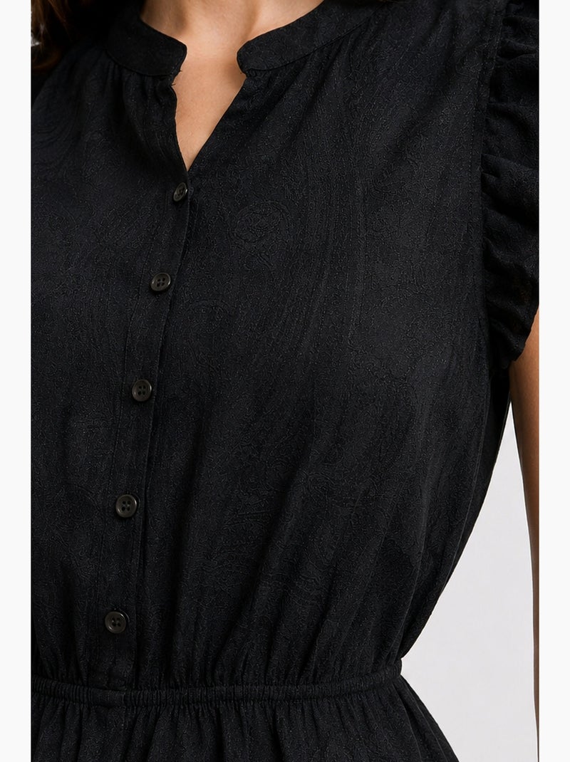 Top jacquard textuur peplum mixray Zwart - Kiabi