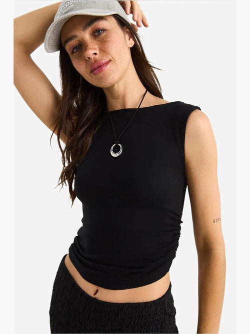 Top kort aansluitend boothals geplooid lucci - Kiabi