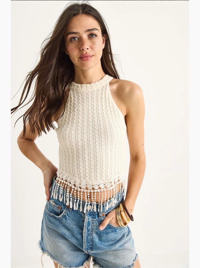 Top kort structuur halternek lucci Klei-beige - Kiabi
