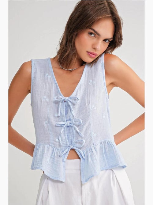 Top kort textuur v-hals strik mixray - Kiabi Top kort textuur v-hals strik mixray - Kiabi