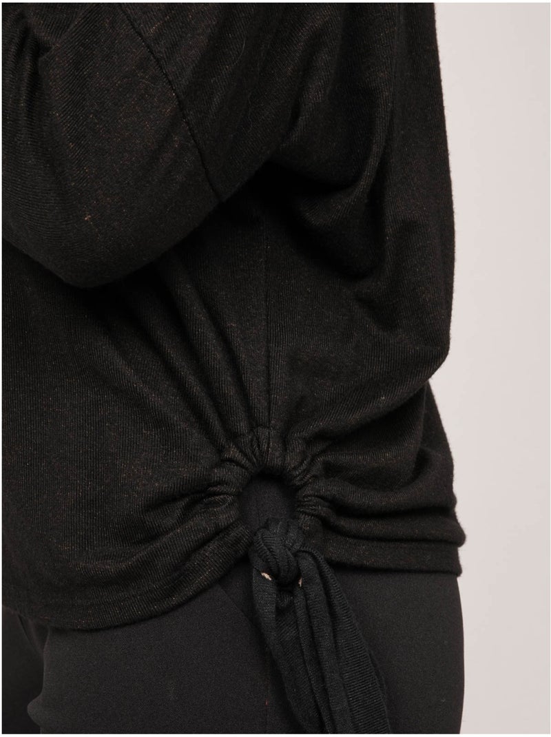 Top maille fine lien à nouer fenella Noir - Kiabi