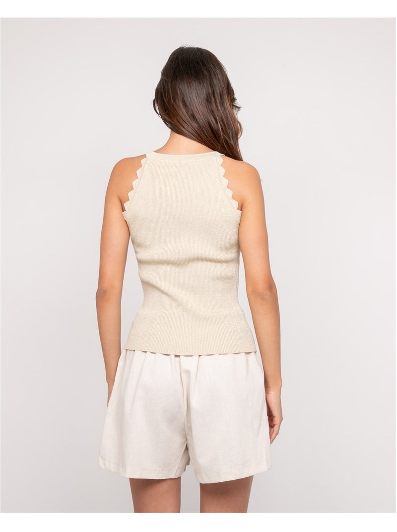 Top maille lurex FARMINI Beige - Kiabi