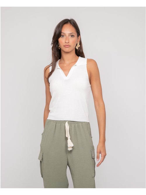 Top maille sans manches col polo FOXIE - Kiabi