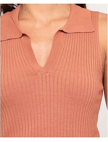Top maille sans manches col polo FOXIE