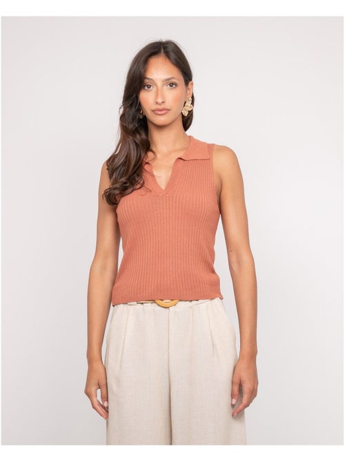 Top maille sans manches col polo FOXIE - Kiabi