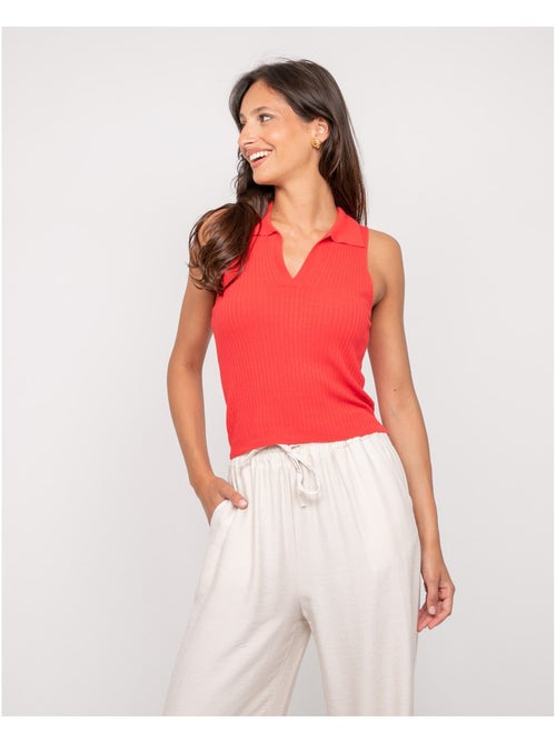 Top maille sans manches col polo FOXIE - Kiabi
