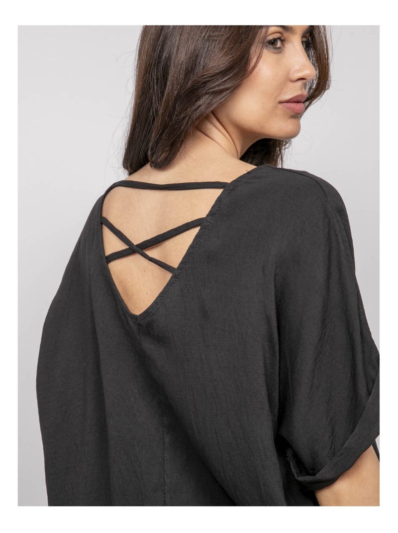 Top manches courtes découpes fobella Noir - Kiabi