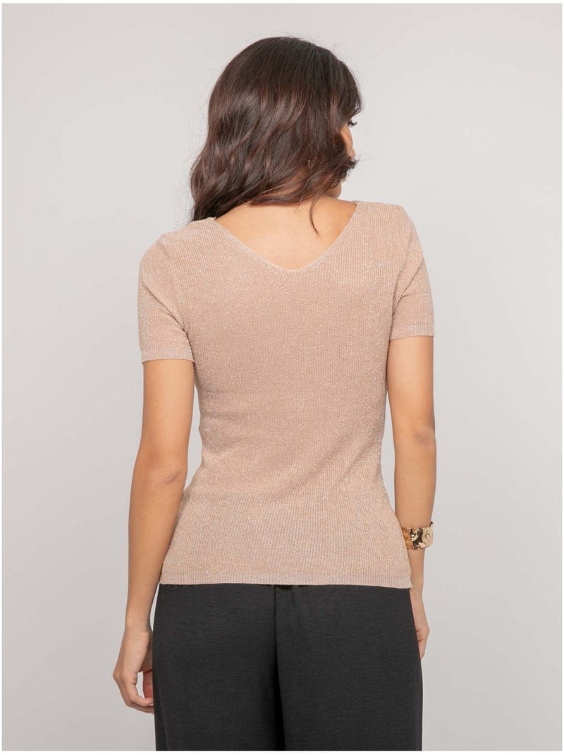 Top manches courtes lurex FEPALA Beige - Kiabi