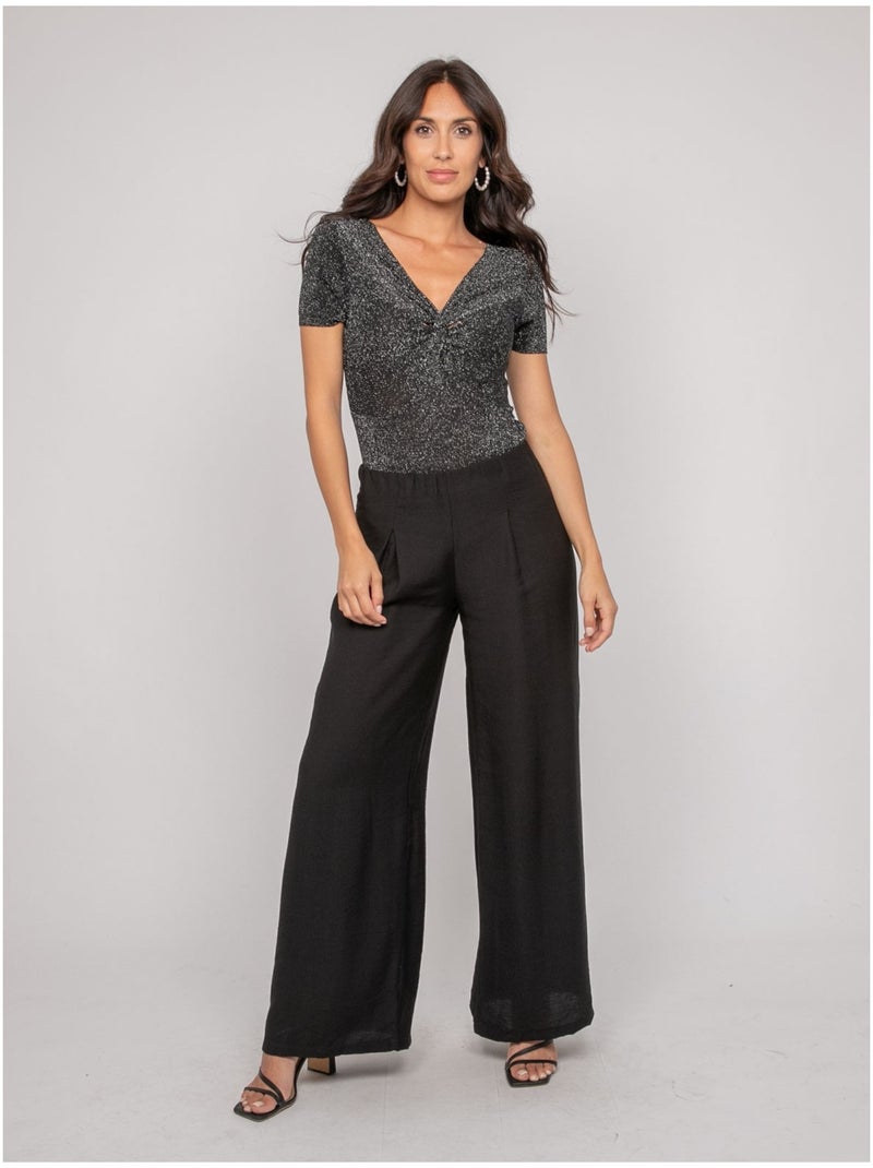 Top manches courtes lurex FEPALA Noir - Kiabi