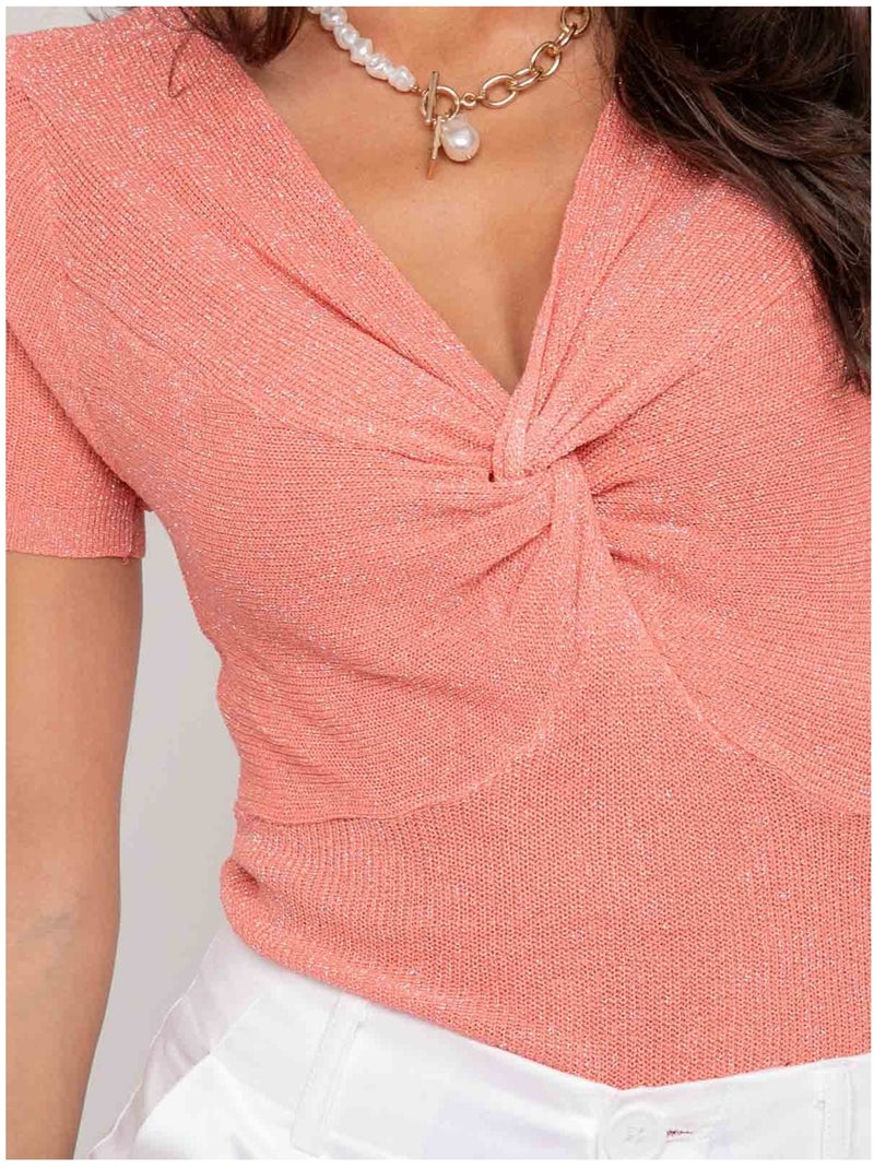 Top manches courtes lurex FEPALA Orange corail - Kiabi