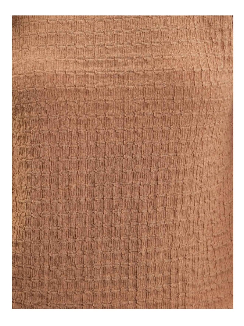 Top manches courtes tissu gaufré FAKANA Orange corail - Kiabi