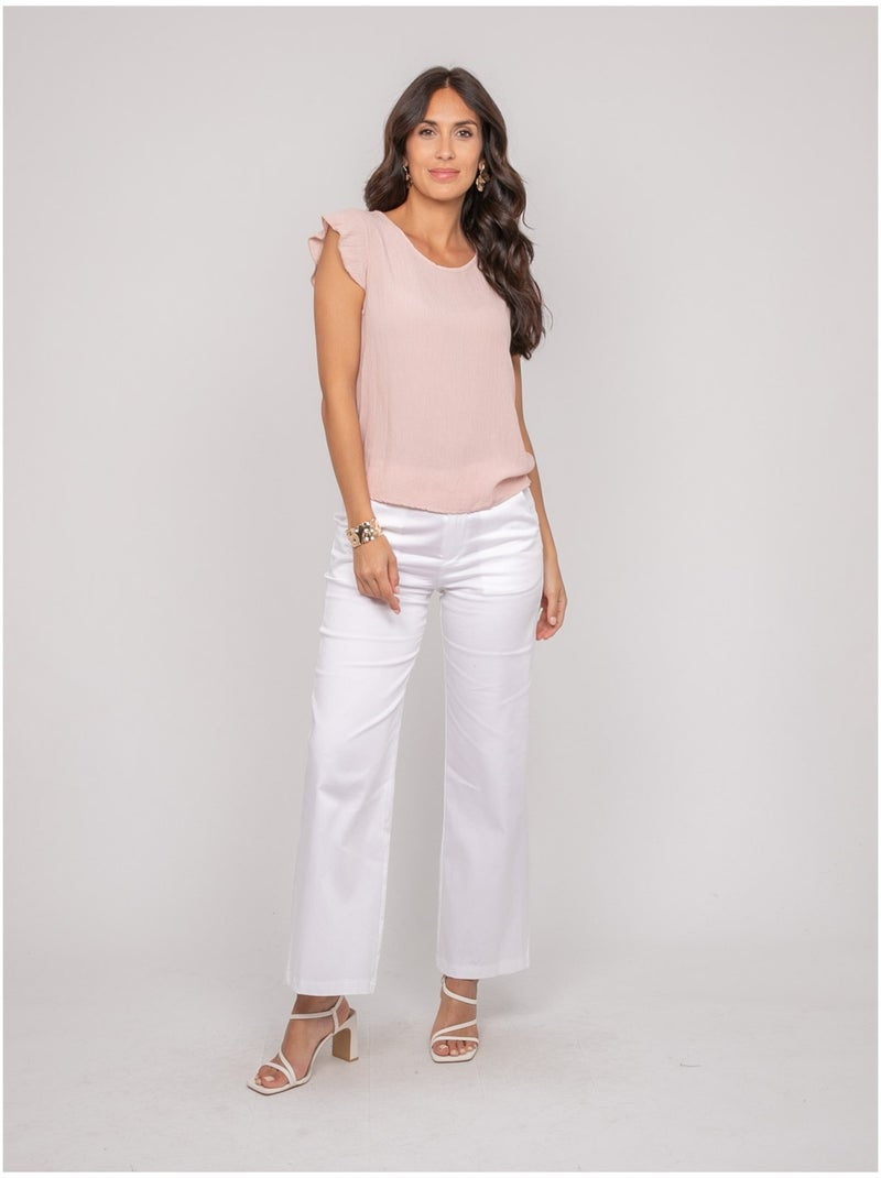 Top manches courtes volants fremy Rose - Kiabi