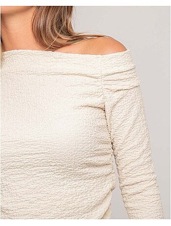 Top manches longues asymétrique texturé FLORITA