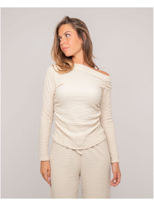 Top manches longues asymétrique texturé FLORITA - Kiabi