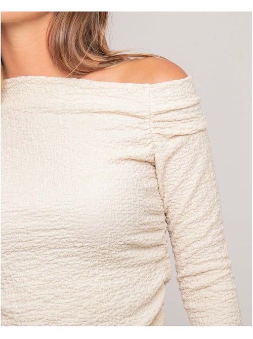 Top manches longues asymétrique texturé FLORITA - Kiabi