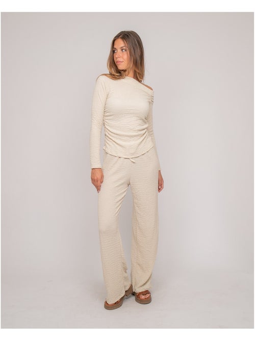 Top manches longues asymétrique texturé FLORITA - Kiabi